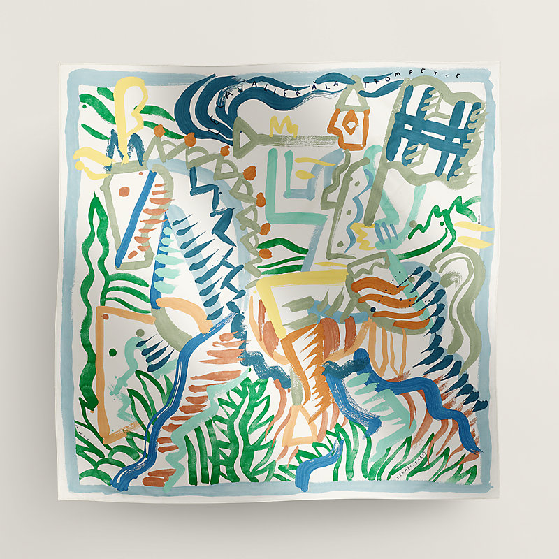 Le Cavalier a la Trompette 90方巾| Hermès 愛馬仕台灣地區官網
